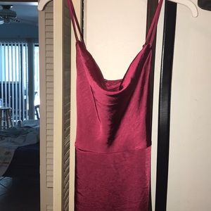 URBAN OUTFITTERS satin red dress with slit